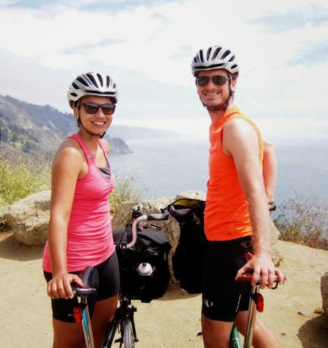 Approaching Big Sur on our Brompton folding bikes
