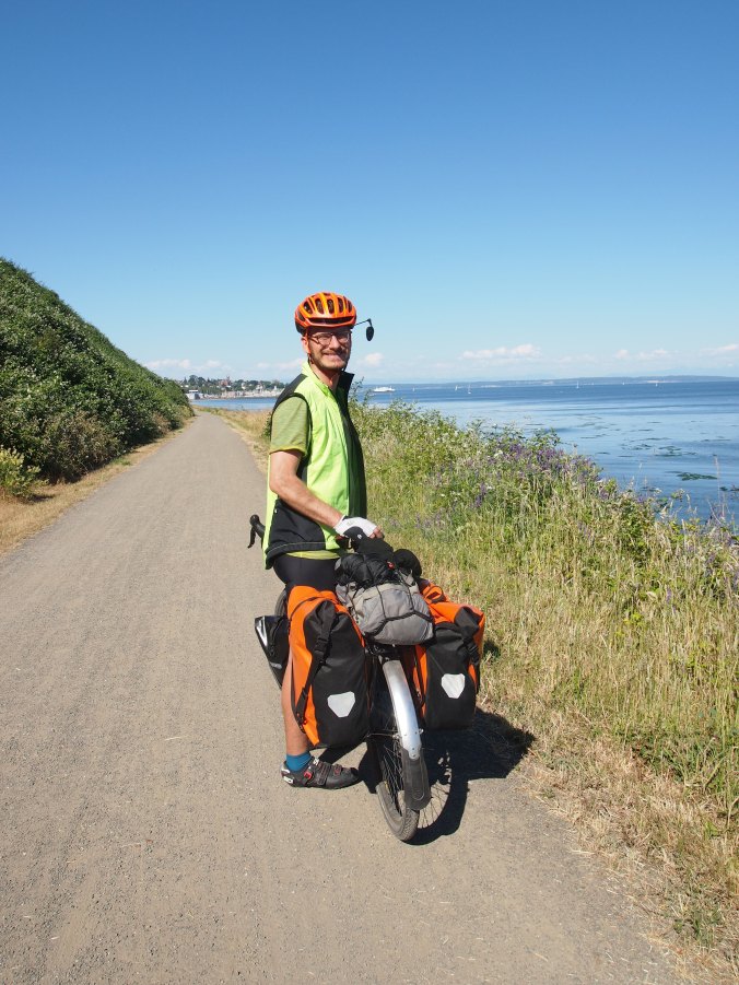 Biking down the Olympic Discovery Trail.